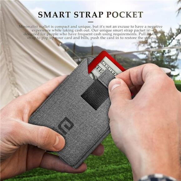 PU Leather Bifold Front Pocket Slim Wallet for Men, Aluminum Metal Travel - Picture 4 of 7